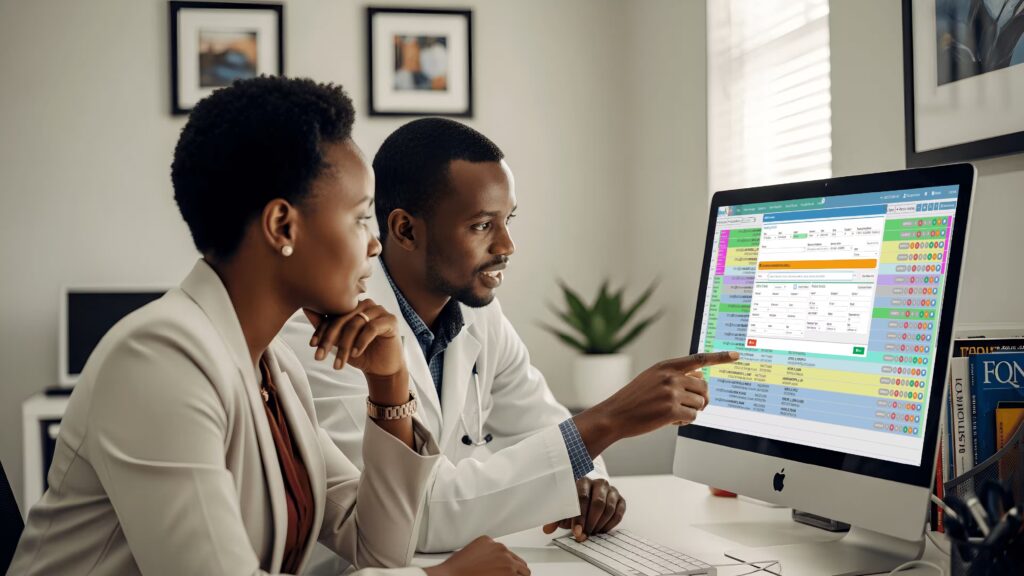 Namibian medical practice administrator using the best medical practice management software in Windhoek clinic